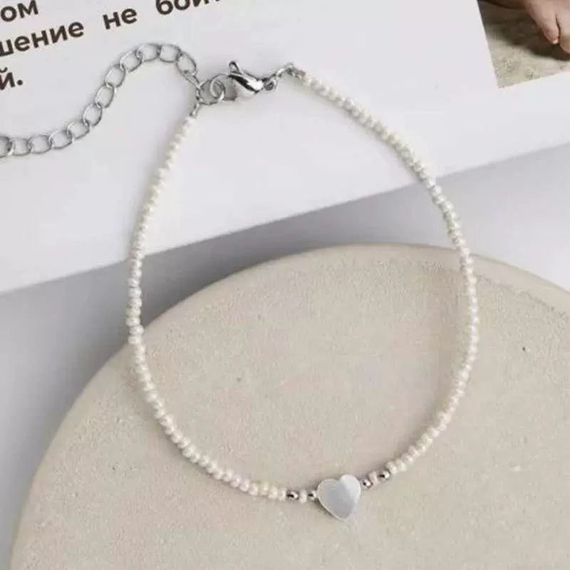 Muschel Herz Perlen Fußkettchen Schmuck Persönlichkeit Kurze Nische Reis Perlen Armband Mode Jakobsmuschel Zubehör_voghion.com