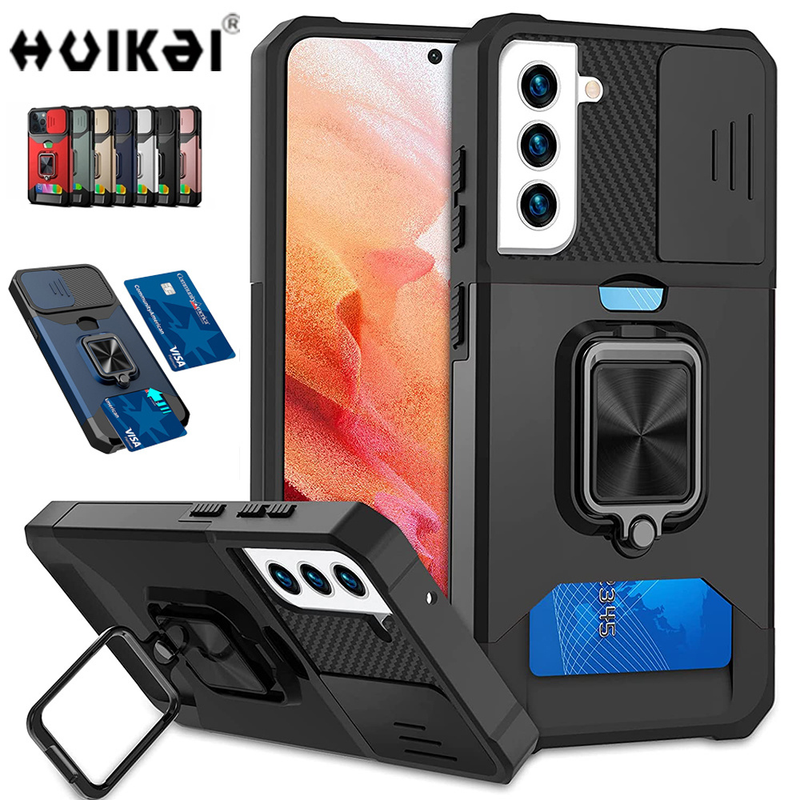 Wallet Case For Samsung S21 S20 Note 20 Ultra Plus FE A52 A72 A32 Slide Camera Kickstand Card Holder Heavy Duty Protecti_voghion.com