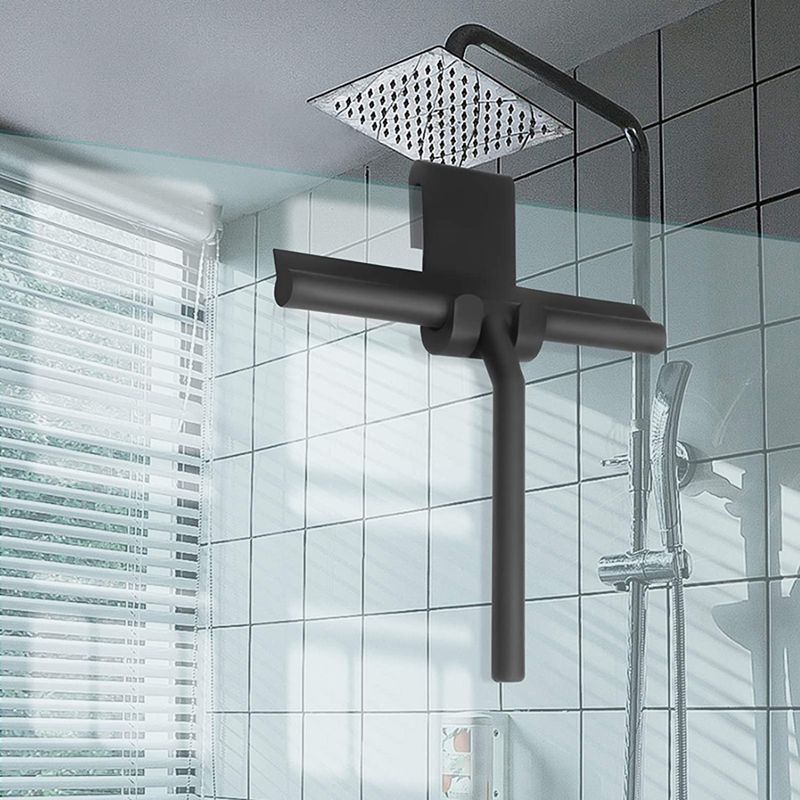 Limpiador de vidrios con escobilla de goma para ducha, limpiador de vidrios con soporte de silicona, raspador de espejo para baño, limpieza de vidrios_voghion.com