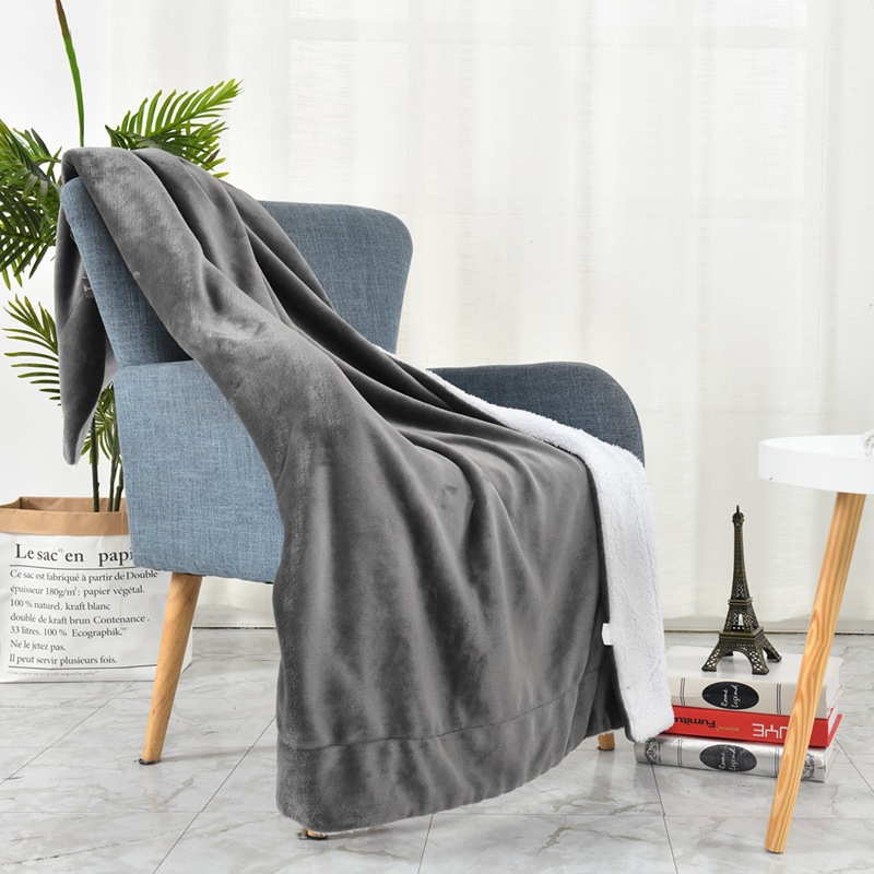 Sherpa Lamb Fleece Blanket 1.5X2M Thickened Double Layer Flannel Blanket_voghion.com