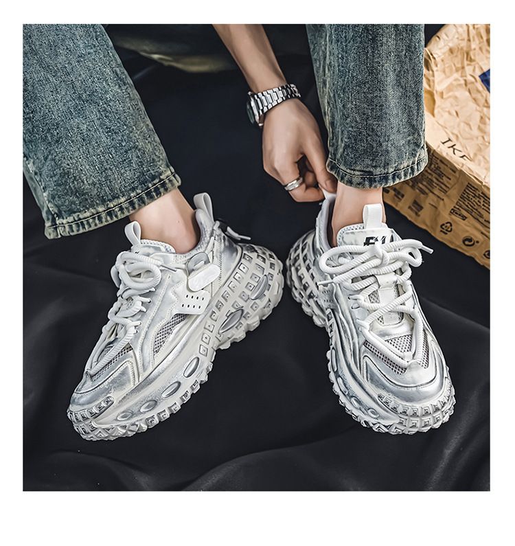 Men’s Shoes mesh breathable sports casual shoes non slip height increasing student personality dad shoes trendy shoes_voghion.com