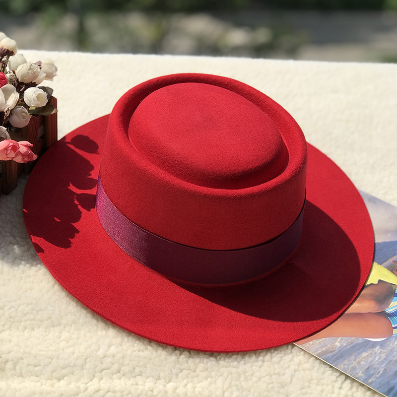 Volnen cilinder z ravnim vrhom v obliki prstana, otroški jesenski in zimski modni volneni klobuk z ravnim vrhom_voghion.com