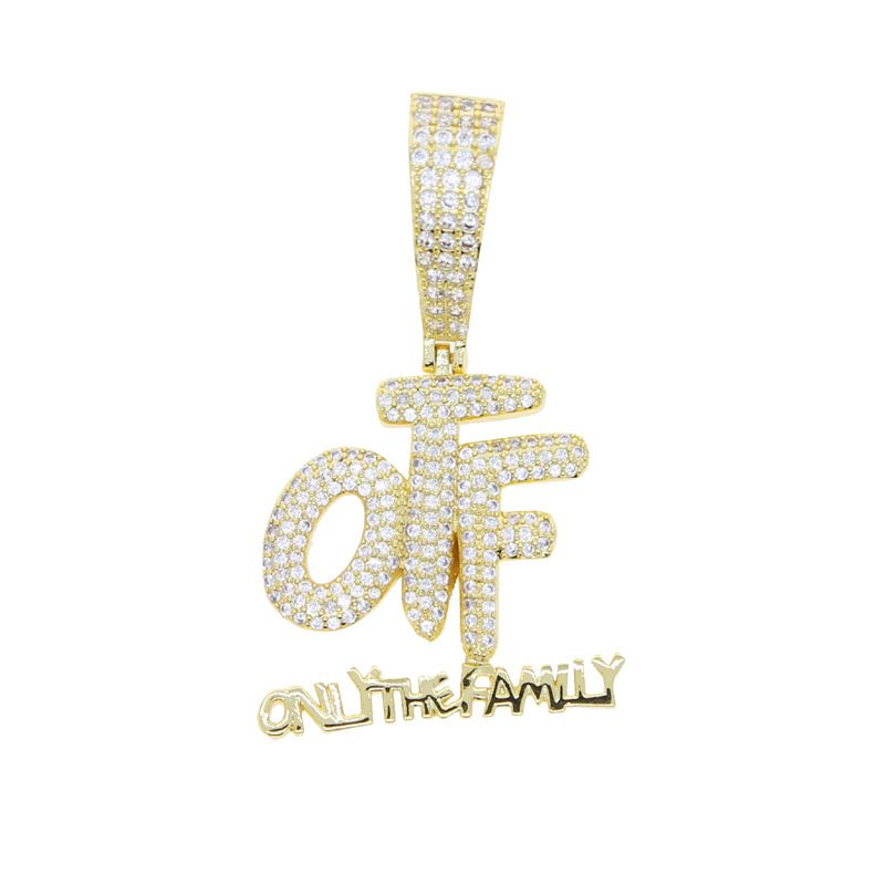 Men's Jewelry Hip Hop Letter Pendant OTF CZ Stone Gold Silver Chain Necklace Trendy Urban Streetwear Accessory Jewelry_voghion.com