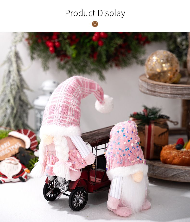 Funkelndes rosa Glitzer-Weihnachtsfiguren-Set – Stehender Weihnachtsmann, Schneemann und Rentier als Schreibtischdekoration für weihnachtliche Stimmung._voghion.com