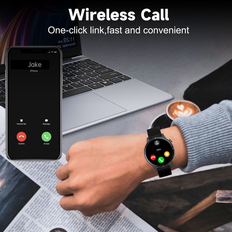 2025 Moderigtigt 3D Dynamisk Urskive Smartur Bluetooth Opkald Kvinders Sundhed Armbånd 1.43” HD Fuld Touchskærm Herre Dame_voghion.com