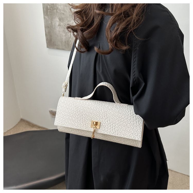Handtas met geweven patroon, gepersonaliseerde schoudertas, messenger bag, minimalistische stijl, kleine vierkante tas_voghion.com