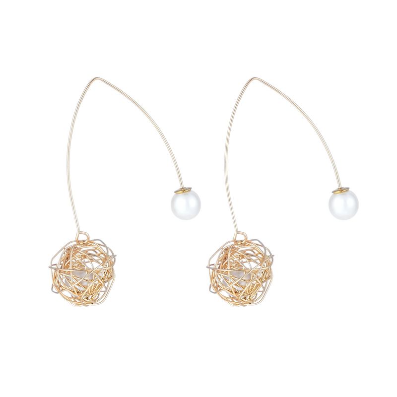 Pendientes personalizados de moda versátiles de aleación envueltos en perla sin perforar con ganchos para las orejas_voghion.com