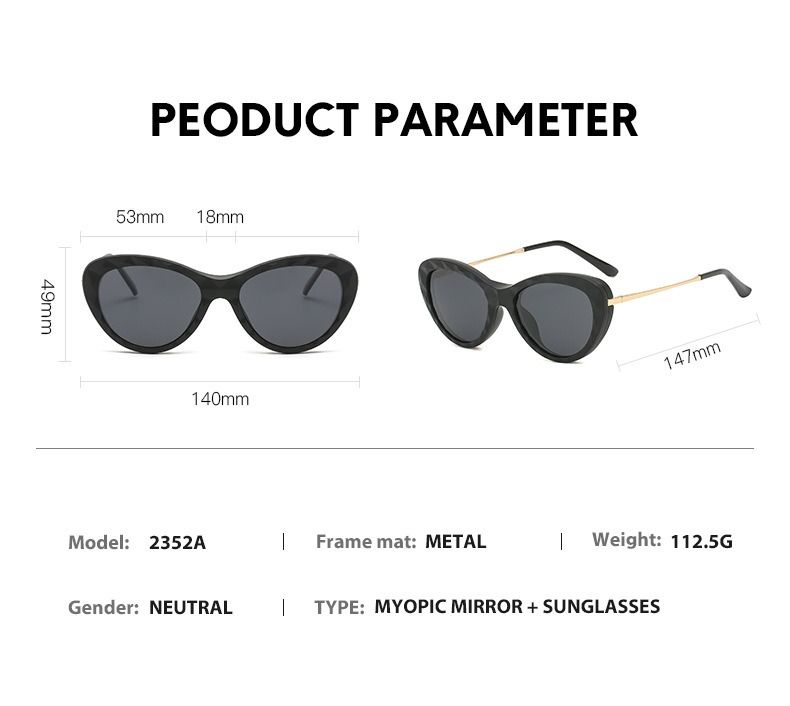 Nieuw binnen 6 in 1 brilmontuur voor dames met 5 stuks clip-on gepolariseerde zonnebrillen magnetische bril voor dames computer optisch 2352D_voghion.com