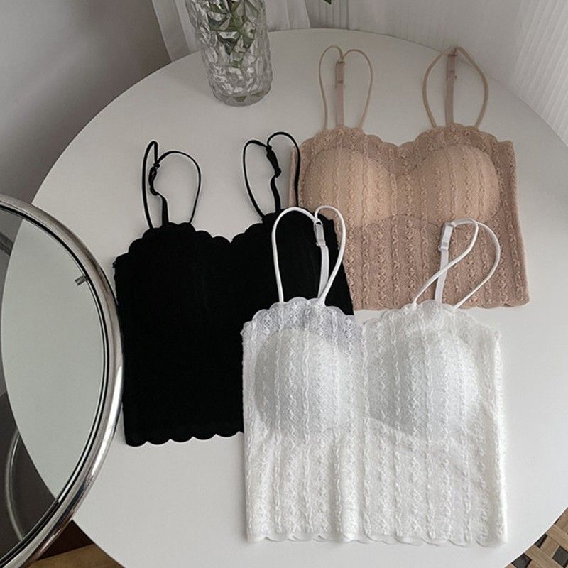 Canotta in seta ghiacciata da donna, estiva, con imbottitura per il torace, top a tubo, copertura totale, in pizzo, per la schiena, intimo puro_voghion.com