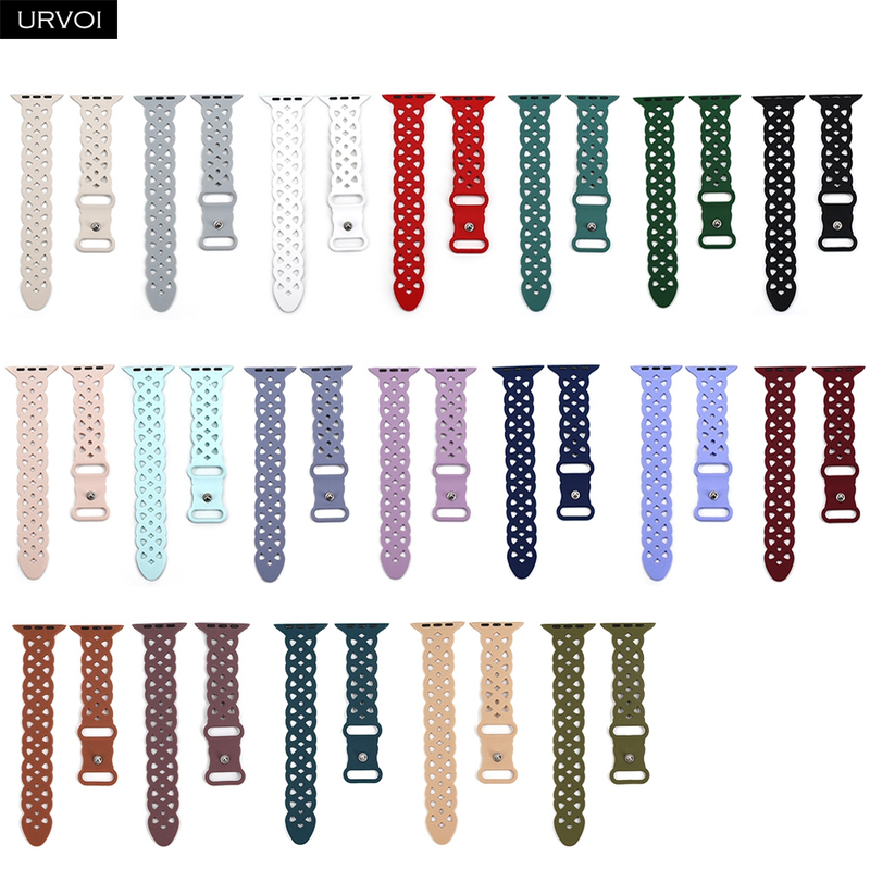 Correa URVOI para Apple Watch Series 8 7 6 SE 54321, correa de silicona ultra suave para iWatch, pulsera transpirable, pin de mariposa_voghion.com