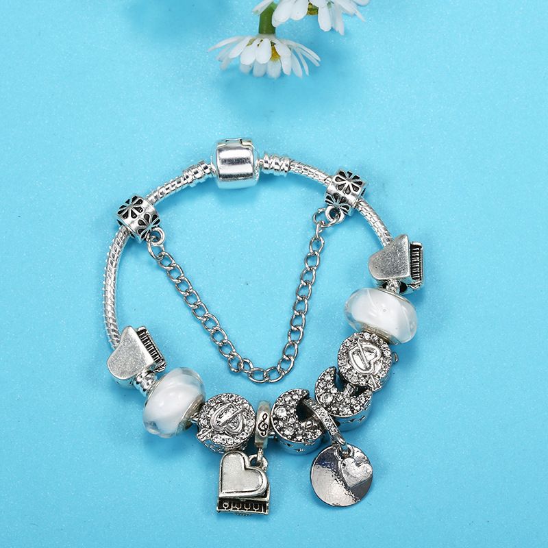 Charm Bracelets Couple Style Beaded Bracelet Piano Pendant Crystal Large Hole Bead DIY Bracelet_voghion.com