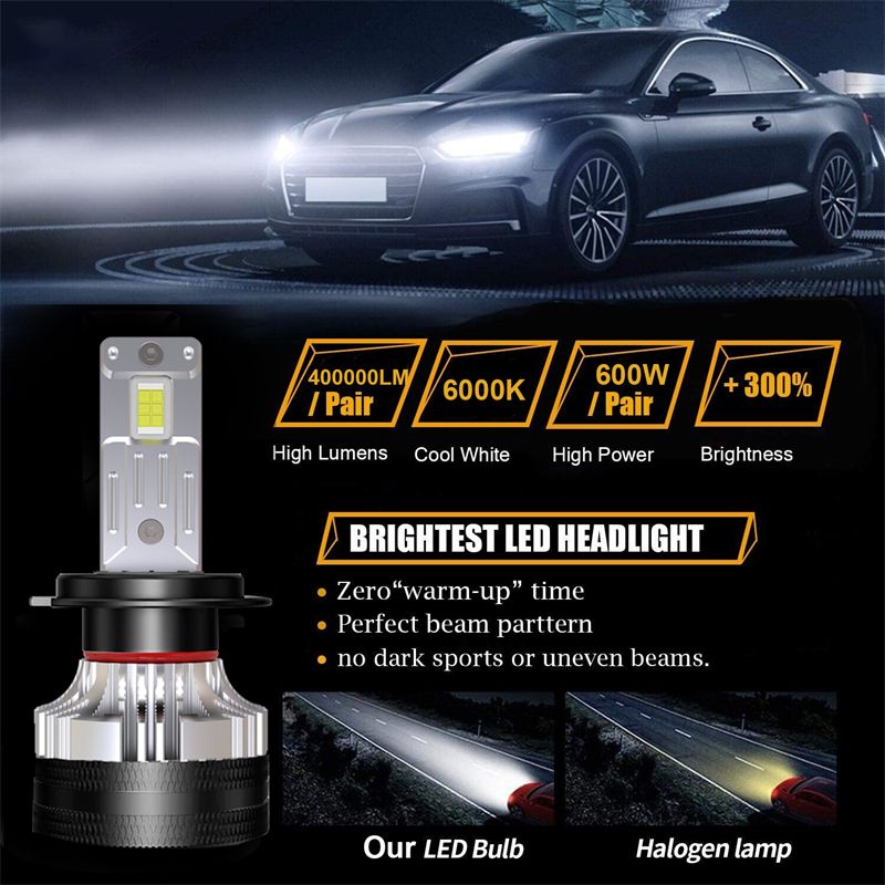 YHKOMS 600W 400000LM H7 LED H4 Canbus H1 H8 H9 H11 HB3 HB4 Auto Scheinwerfer Lampen 9005 9006 Auto nebel Licht 6000K 12V Keine_voghion.com