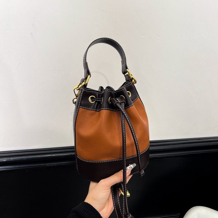 Borsa a tracolla monospalla color block di alta qualità, stile Bucket 2025_voghion.com
