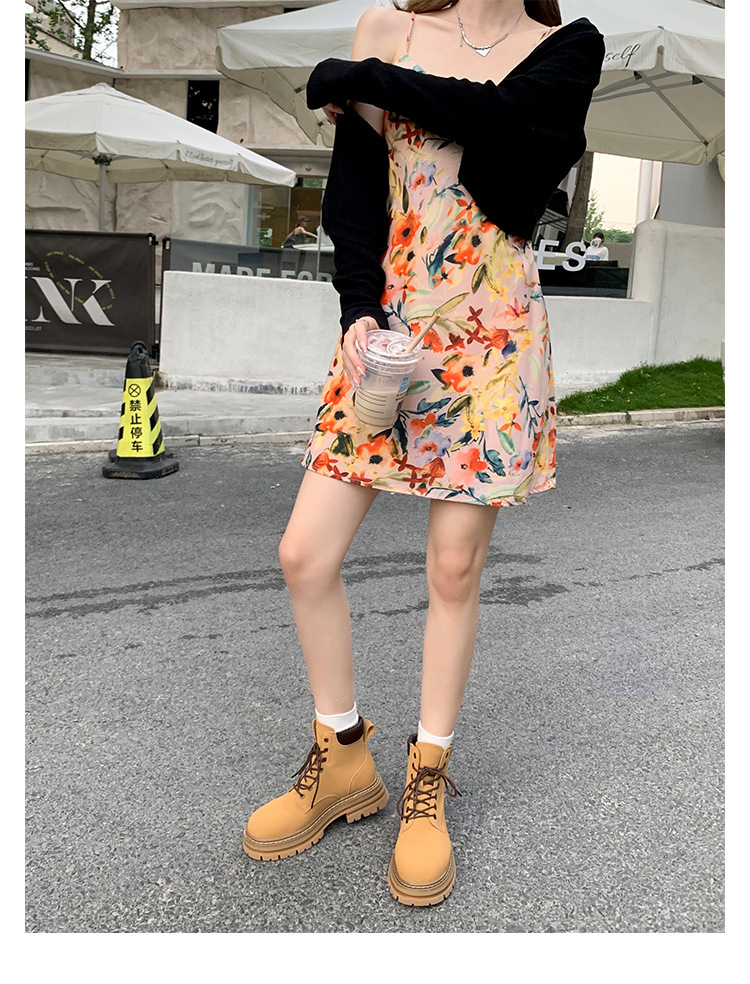 stivali in rabarbaro in pelle di colore puro Stivali Martin per donna nuovi stivali da lavoro alti versatili con suola spessa autunno e inverno stivali da trekking all'aperto_voghion.com