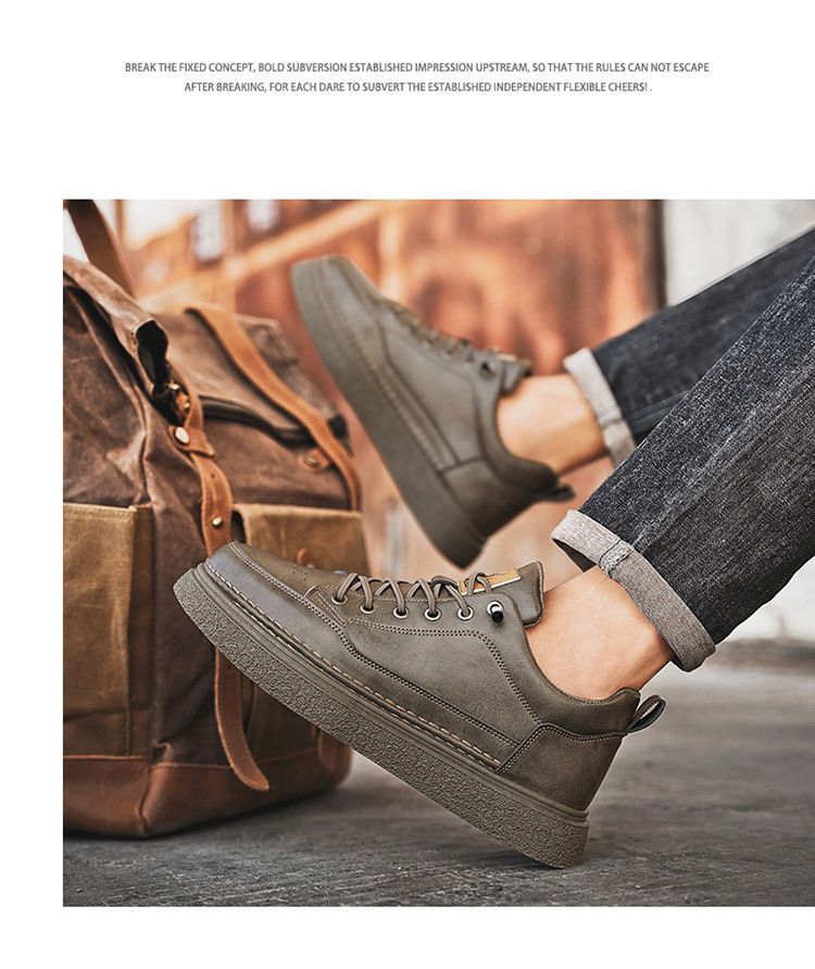 Scarpe sportive casual da uomo in pelle nera, versatili, traspiranti, impermeabili, antiscivolo, nuove di zecca, da chef, alte e primaverili_voghion.com