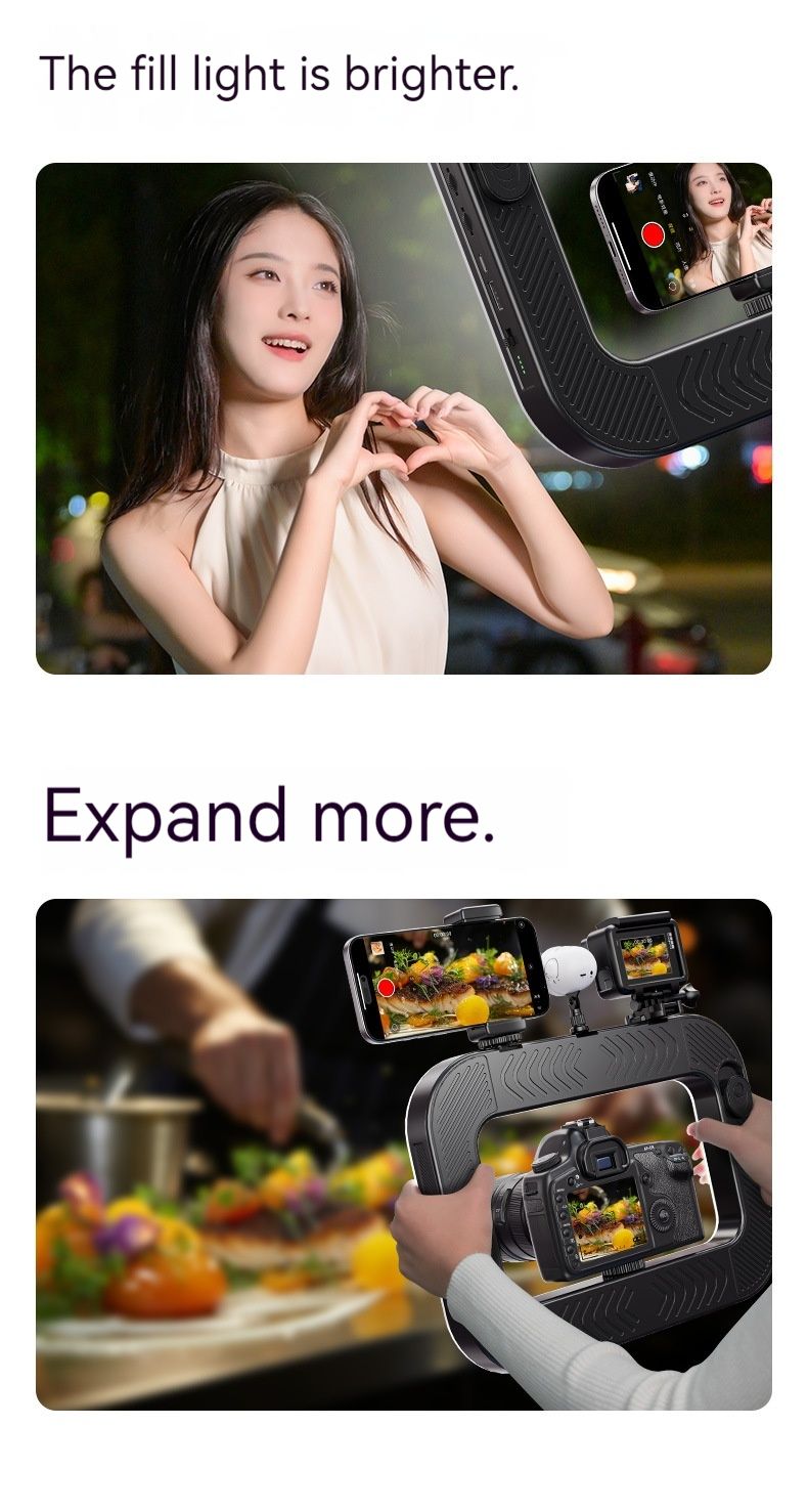 3-Color Dimming, Ring Rabbit Cage Fill Live Broadcast Photography Light With Bluetooth Selfie Reverse Charging_voghion.com