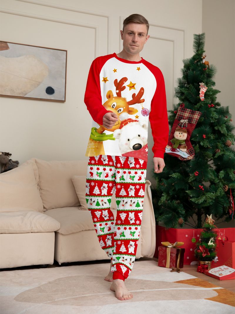 Weihnachten hirsch schnee Bär Weihnachten familie kleid gedruckt hause kleid pyjamas_voghion.com