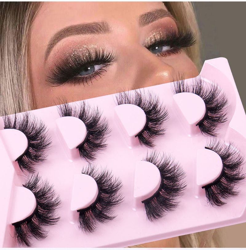 False Eyelashes High Mink Hair 4 Pairs Of Fried Messy Eyelashes False Eyelashes Multi Layer Thick Curled Eyelashes_voghion.com
