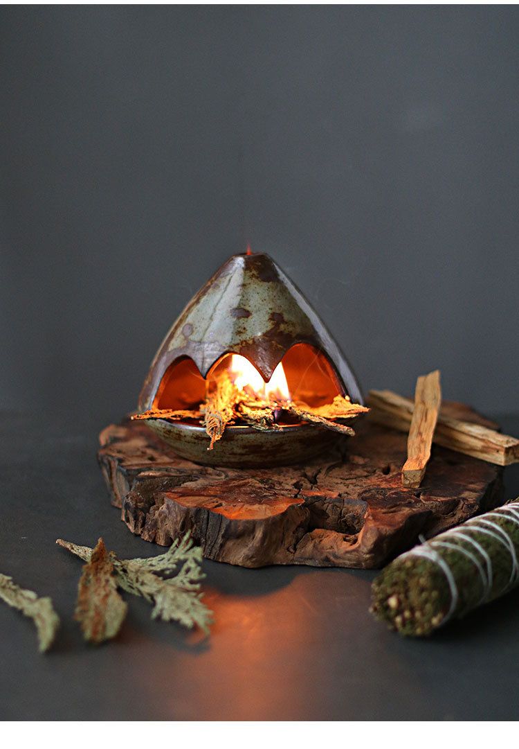 Peruanischer Palo Santo Halter Brenntablett Salbeiständer Keramik Weihrauchbrenner Diffusor_voghion.com