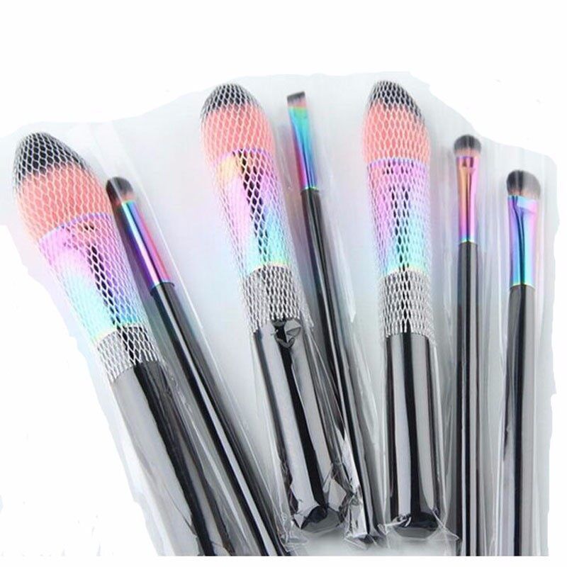 Professionelle 7 PCS Regenbogen Make-Up Pinsel Set Pulver Erröten Kosmetik Pinsel Schönheit Make-Up-Tools_voghion.com
