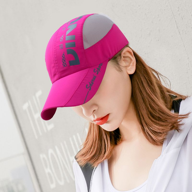 XinWq Summer Letter Print Extended Brim Adjustable Baseball Men Women Sports Running Sunscreen Visor Mesh Patcowork Sun_voghion.com