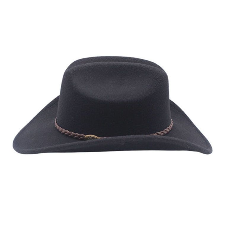 Cappello da jazz classico da gentiluomo Cappello a cilindro Cappello in feltro di lana con forma del viso decorata per uomo e donna_voghion.com