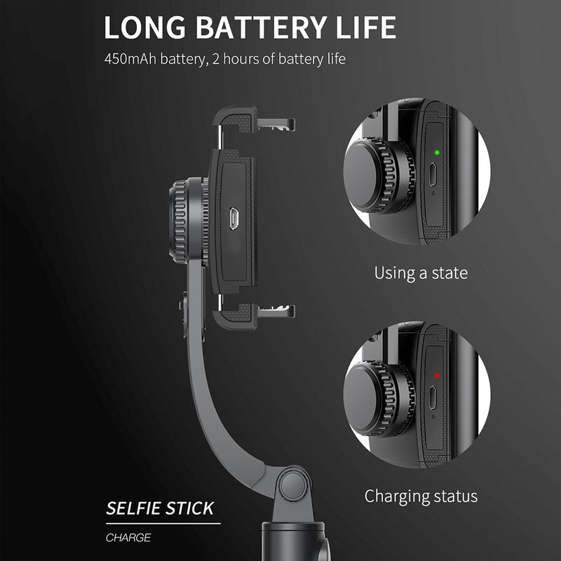 CYKE Q08 Anti-Shake Gimbal Bluetooth Selfie Stick rokas tālruņa tiešraides statīvs (bez gaismas versija)_voghion.com