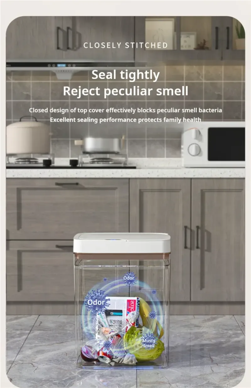 15-Liter Smart Trash Can Automatic Touchless, Waterproof Sensor Trash Bin For Bathroom Kitchen Bedroom, Odorless Modern Basket_voghion.com