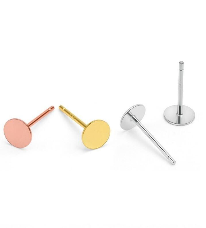 S925 Sterling Silver Earrings Posts Ear Stud Flat Pin With Backs DIY Findings_voghion.com