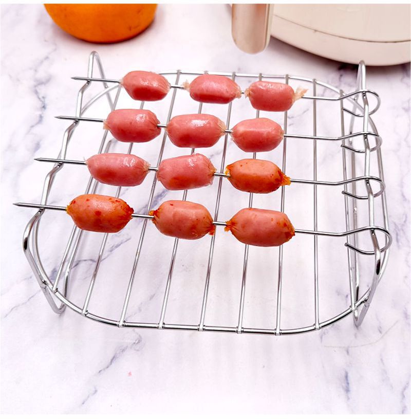 Accessoires pour friteuse électrique 4 broches, double couche de cuisson vapeur et grill, en acier inoxydable, pour pain carré de 7 ou 8 pouces._voghion.com