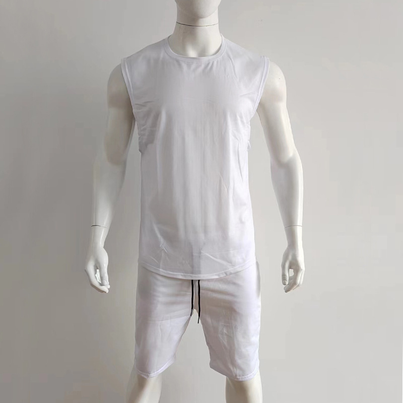 Cross-border European And American New Summer Sleeveless Sports Suit Men's Breathable Thin Round Neck Solid Color Vest_voghion.com