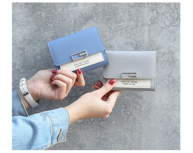 Contrast Color Versatile Small Fresh Wallet Women's Short Buckle Fashion Mini Coin Purse_voghion.com
