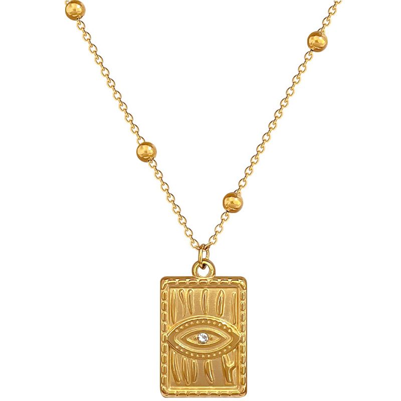 【 Full Body Titanium Steel 】 Devil's Eye Cold Personality Extremely Simple Wind Furnace Real Gold Necklace Female_voghion.com