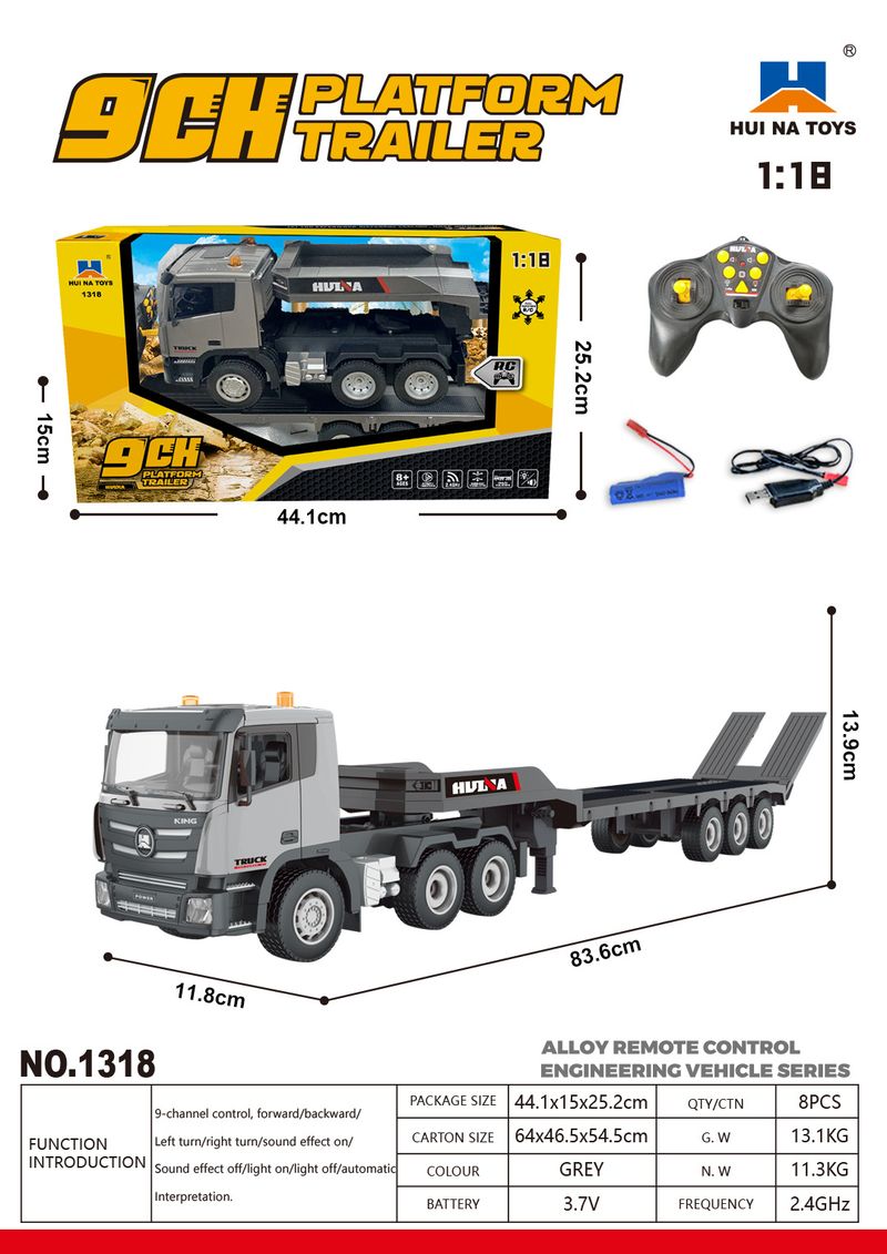 Mother & Kids 1:18 Scale 9-Channel Remote Control Alloy Fire Truck Realistic Design LED Lights Premium Construction Vehicle Toy For Kids & Collectors_voghion.com