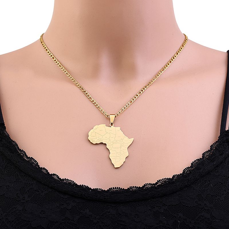 Collana con ciondolo con nome del paese in stile etnico africano, in acciaio al titanio lucidato, Nigeria, Ghana e Somalia_voghion.com