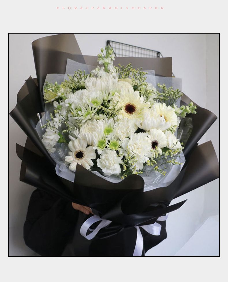 Hârtie de împachetat flori, rolă de hârtie translucidă impermeabilă, panglică coreeană DIY, flori, ambalaje, 22,8 inch * 11 yd_voghion.com