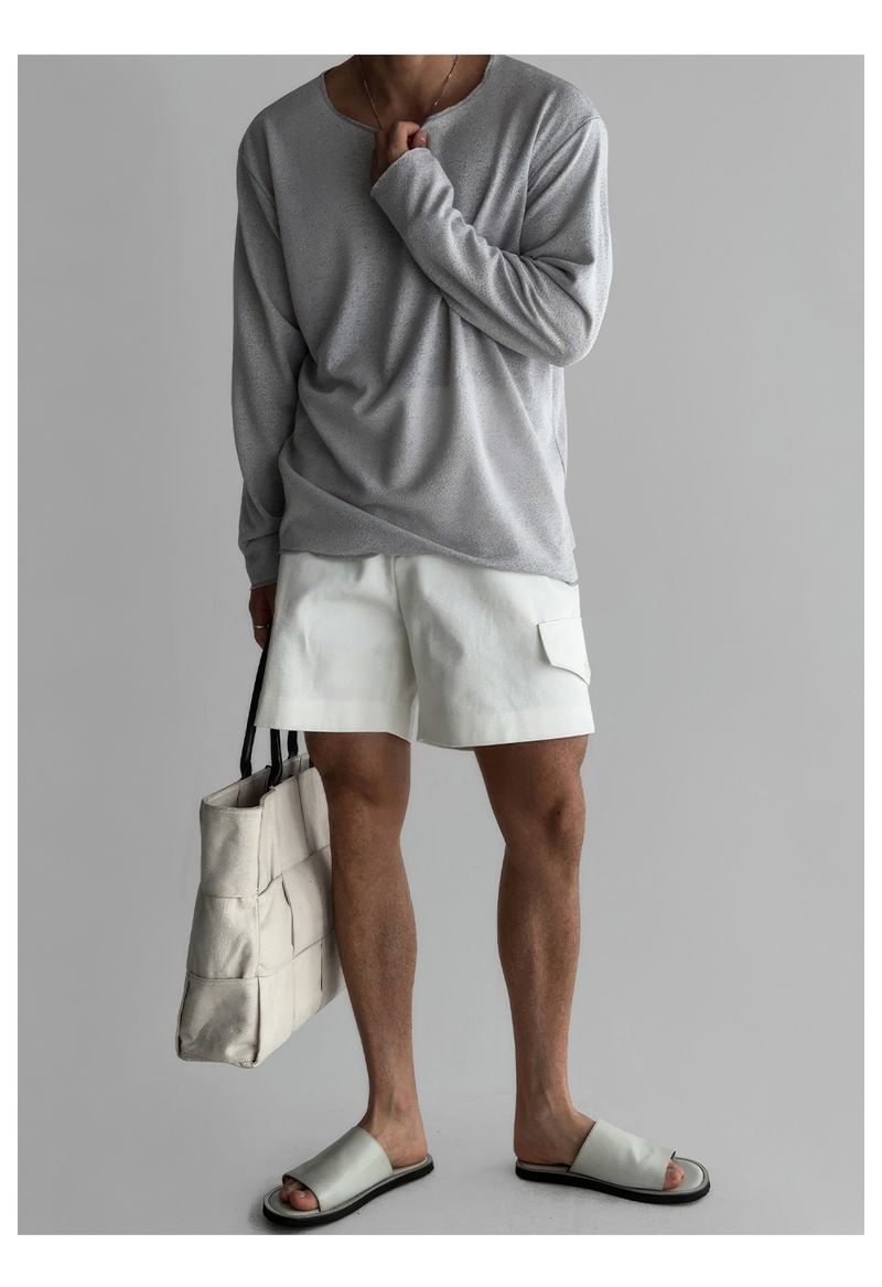 Lightweight Breathable Sunscreen Long Sleeved Knitted T Shirt Men's Summer American Style Casual Loose T Shirt_voghion.com