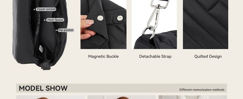 Borsa a tracolla semplice in tinta unita con ricamo trapuntato, borsa a tracolla leggera, grande capacità per le donne_voghion.com