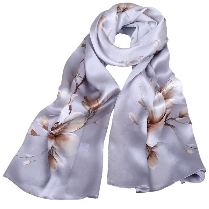 Sciarpa di gelso 100%, semplice, in raso di crepe, stampata alla moda, con bordo arrotolato a macchina, seta Hangzhou, autoprodotta, sufficiente_voghion.com