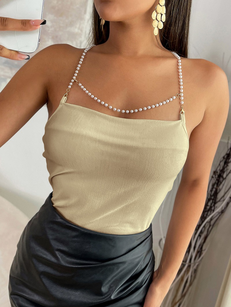 Women's sleeveless vest bottoming tube top strap tight vest cross strap short T-shirt_voghion.com