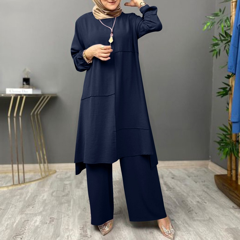 Dámská ležérní sportovní dvoudílná elegantní košile s dlouhým rukávem, volná módní sada s širokými nohavicemi_voghion.com