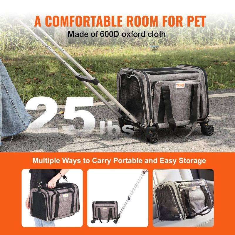 With Telescopic With Wheels Dog Airline Strap Approved Carrier Rolling With Handle Carrier Shoulder Wheels Carrier Cat And Pet_voghion.com