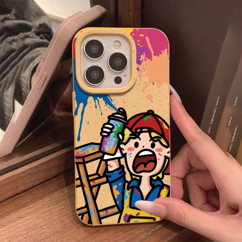 Graffiti Boy IPhone 15 Phone Case 14promax Silicone 13PRO Advanced 12/11/XR Anti Drop_voghion.com