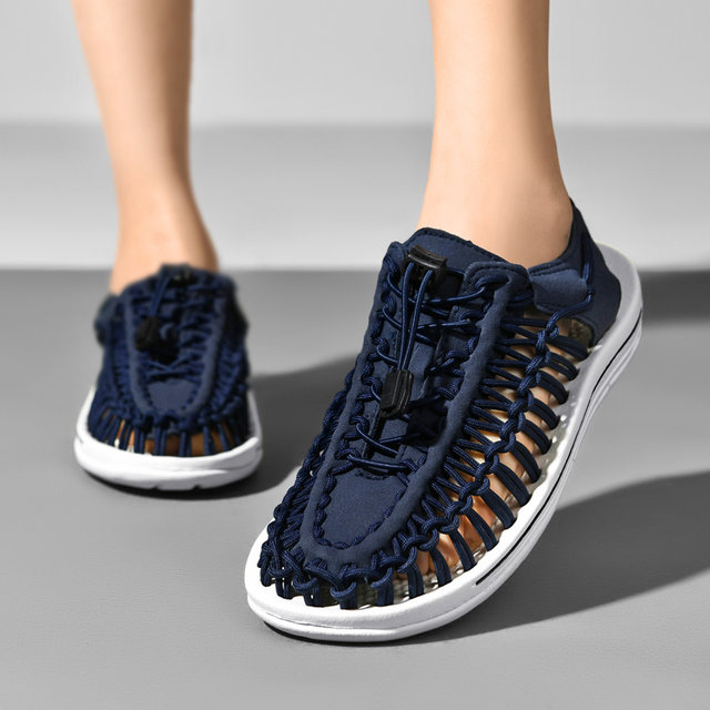 Zomer Heren Sandalen Mode Handgemaakt Weefontwerp Strand Ademend Casual Plat Buiten Koppels Maat_voghion.com