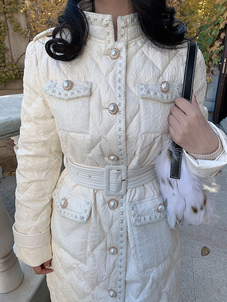 Xiaoxiangfeng Down For Women's Autumn And 2023 New Korean Version Slim Fit Knee Length Cotton Jacket Winter Coat_voghion.com
