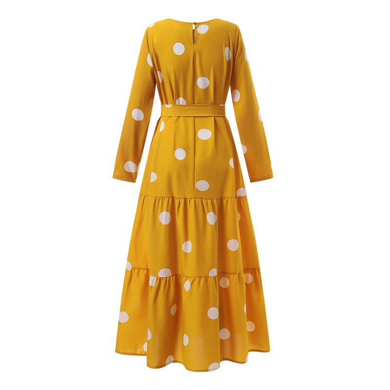 Women's Dresses Vintage Polka Dot Print Kaftan Long Dress Islamic Muslim Clothing_voghion.com