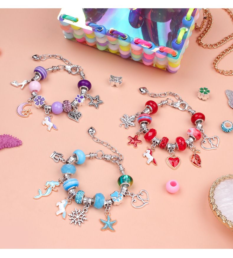 Nuovo prodotto per bambini fai da te fatti a mano braccialetto gioielli 158 pezzi colorati perline paillettes gioielli borsa di stoccaggio set_voghion.com
