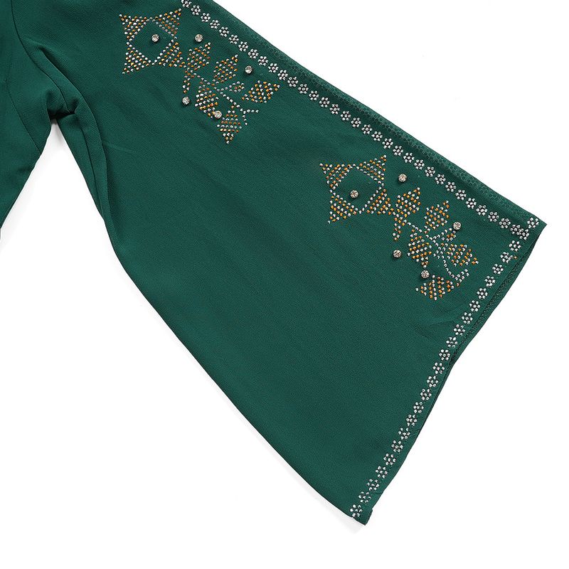 Elegantes Langarm-Maxikleid mit Strassverzierung, schlichtes muslimisches Abendkleid für Damen, A-Linien-Abendkleid in Übergröße (Grün/Violett/Schwarz)_voghion.com
