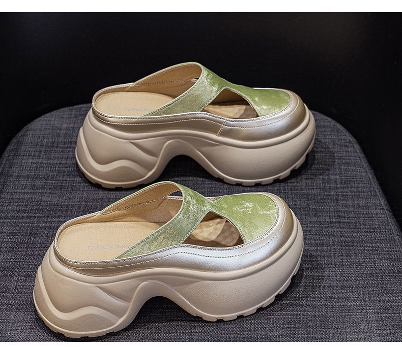 Small Thick-soled Bag Head Slippers Female One Pedal Lazy Wear Casual Versatile Cool Slippers_voghion.com