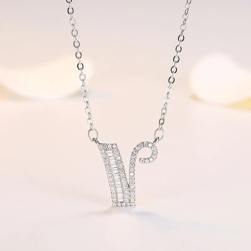 Klassiskt Sterg Sier Nytt Gnistrande A~Ö Bokstav Hänge Halsband Utsökt Ljus Charm Damsmycken Överraskningspresent_voghion.com